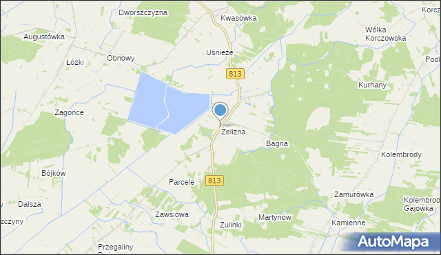 mapa Żelizna, Żelizna na mapie Targeo